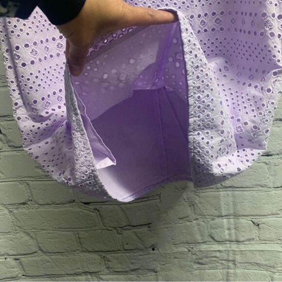 LOFT Gorgeous Eyelet Cotton Shift Lavender Dress - Picture 7 of 8